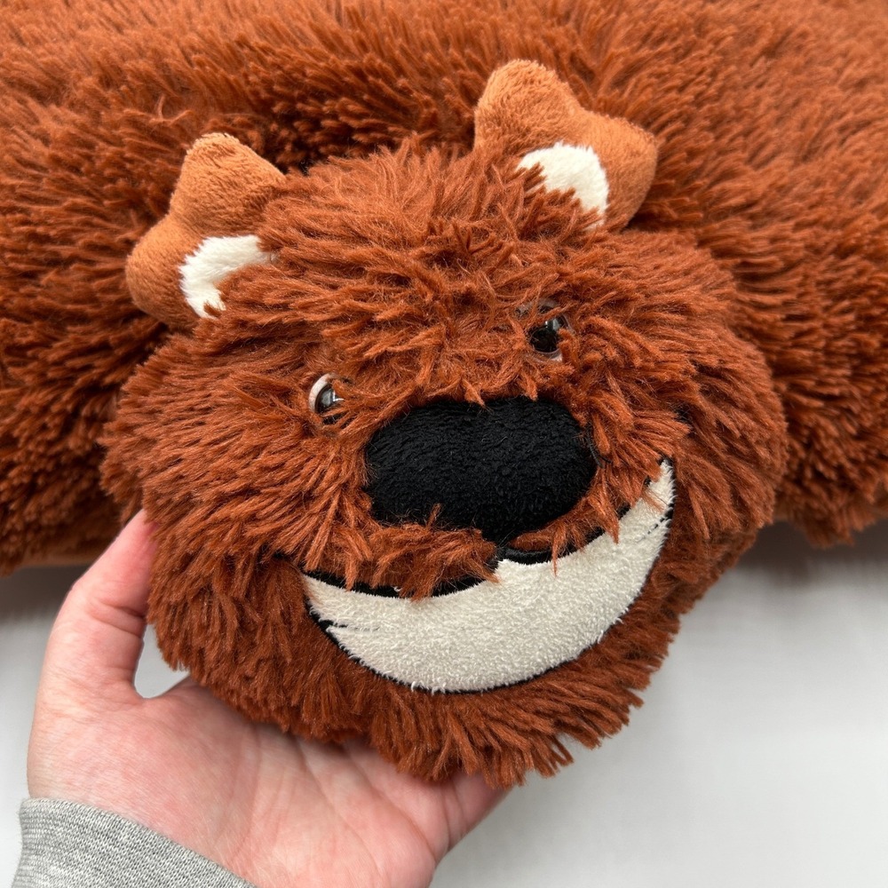 Brown Bear 20" Plush Pillow Folding Stuffed Animal Travel Vacation Kidcore